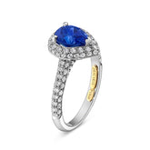 Blue Sapphire & Pave Diamond Ring - Dracakis Jewellers